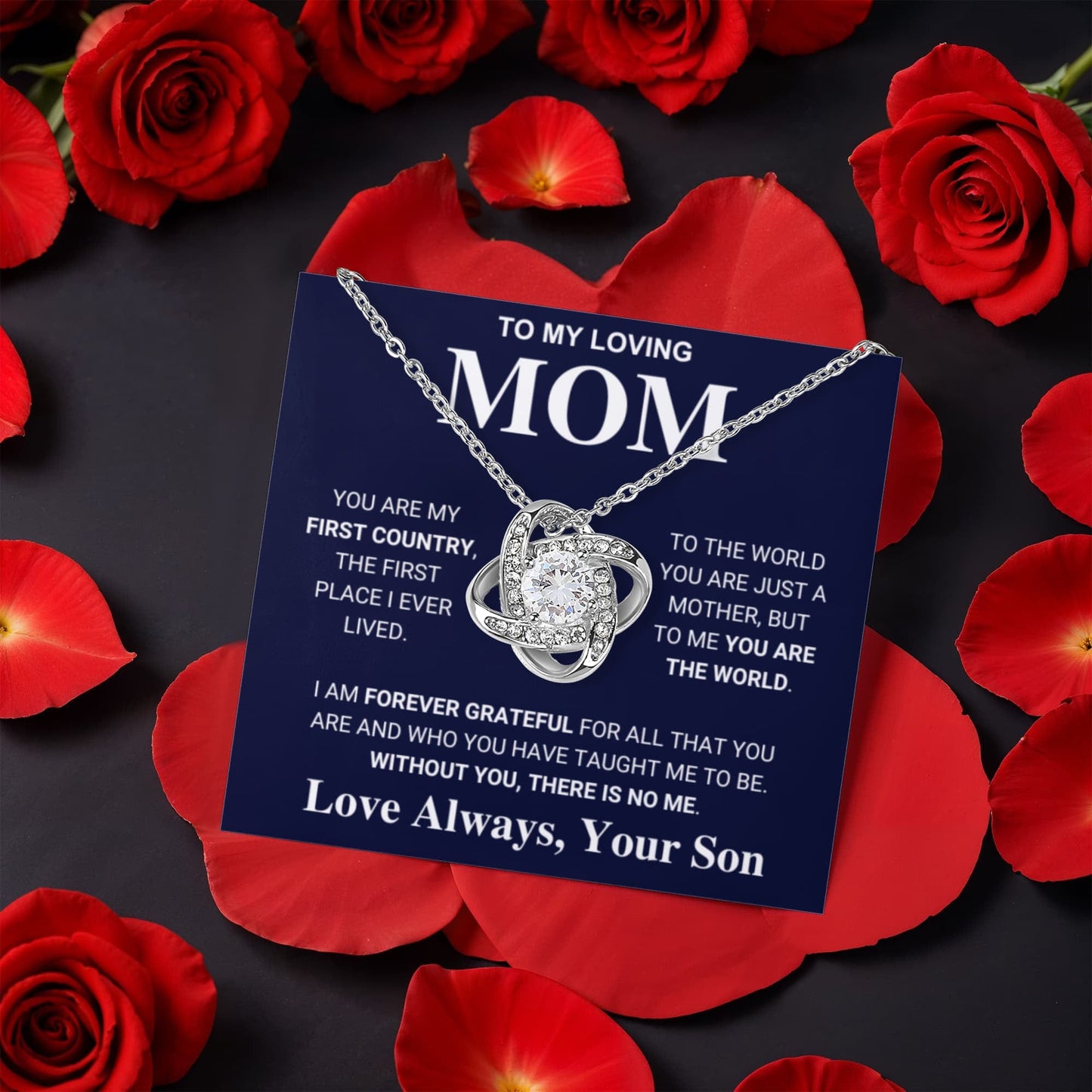 Mom "The World" Rotating Rose Box Necklace Gift