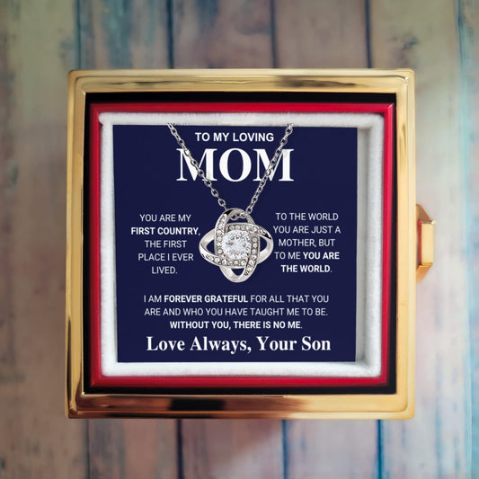 Mom "The World" Rotating Rose Box Necklace Gift