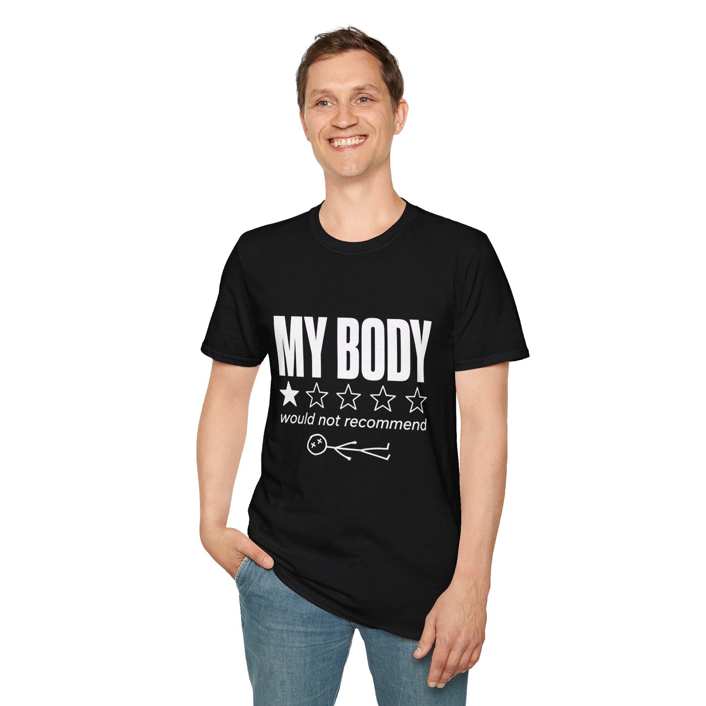 My Body Would Not Recommend Shirt, Funny 1 Star Review Graphic Tee, Sarcastic Everything Hurts Sore Body Gift For Mom Women Men