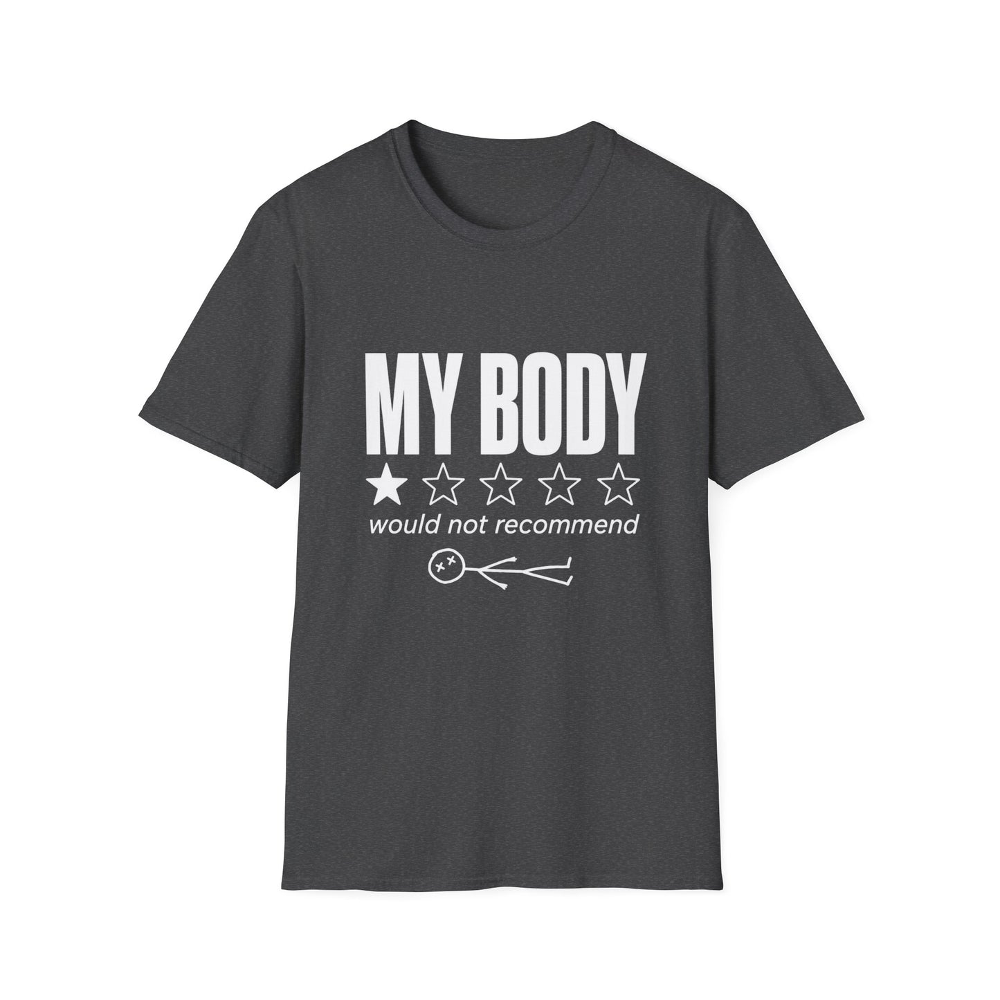 My Body Would Not Recommend Shirt, Funny 1 Star Review Graphic Tee, Sarcastic Everything Hurts Sore Body Gift For Mom Women Men