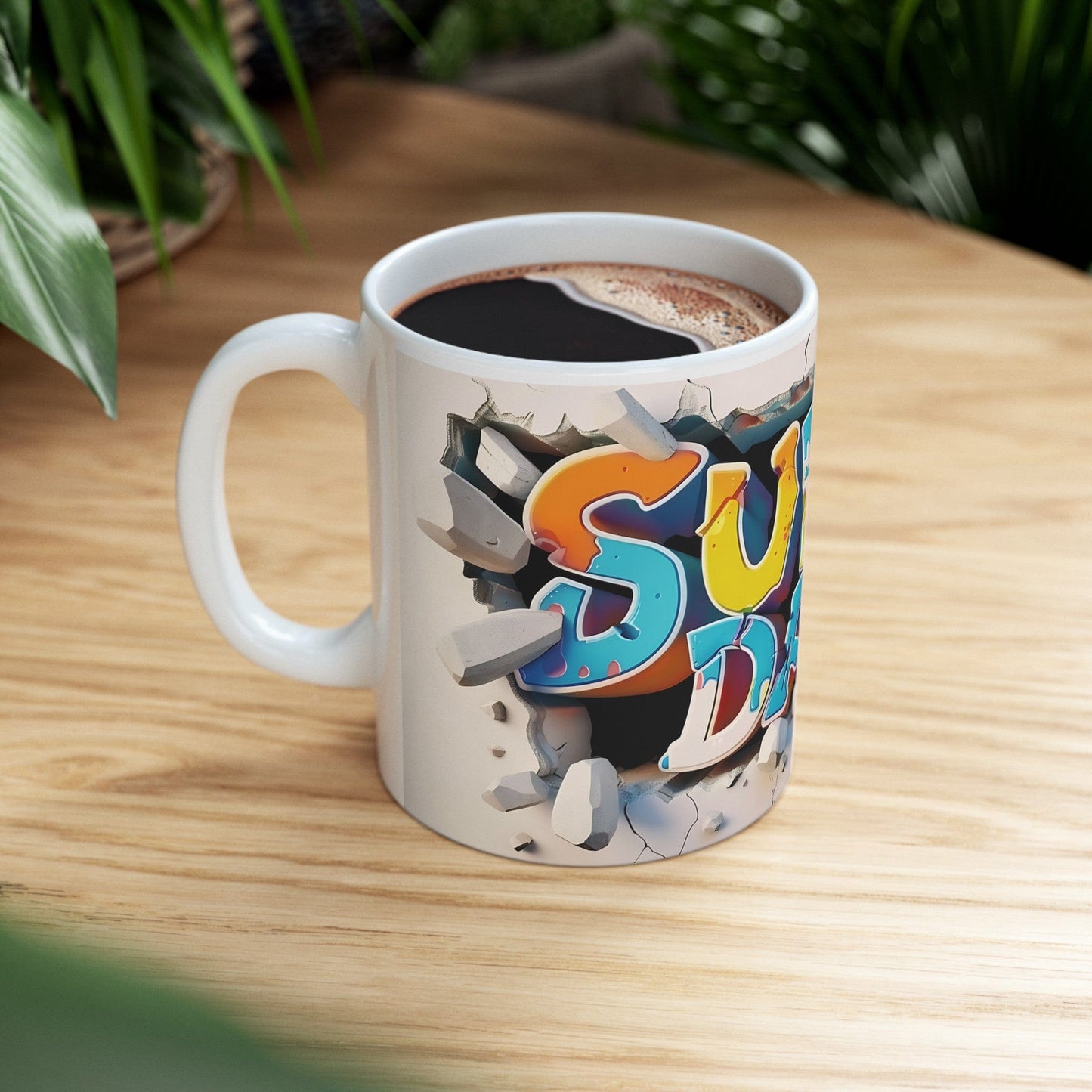 Super Dad 3D Graffiti White Mug