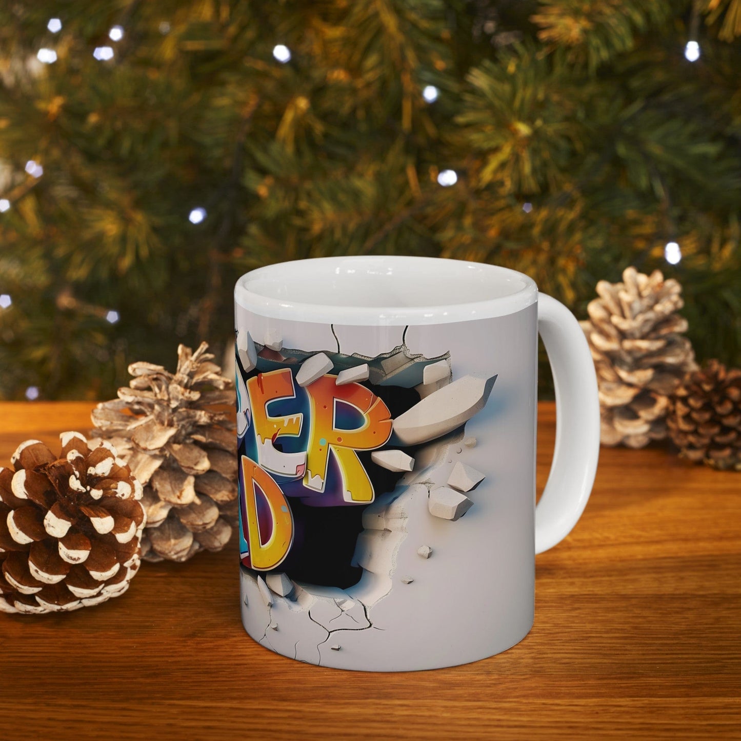 Super Dad 3D Graffiti White Mug