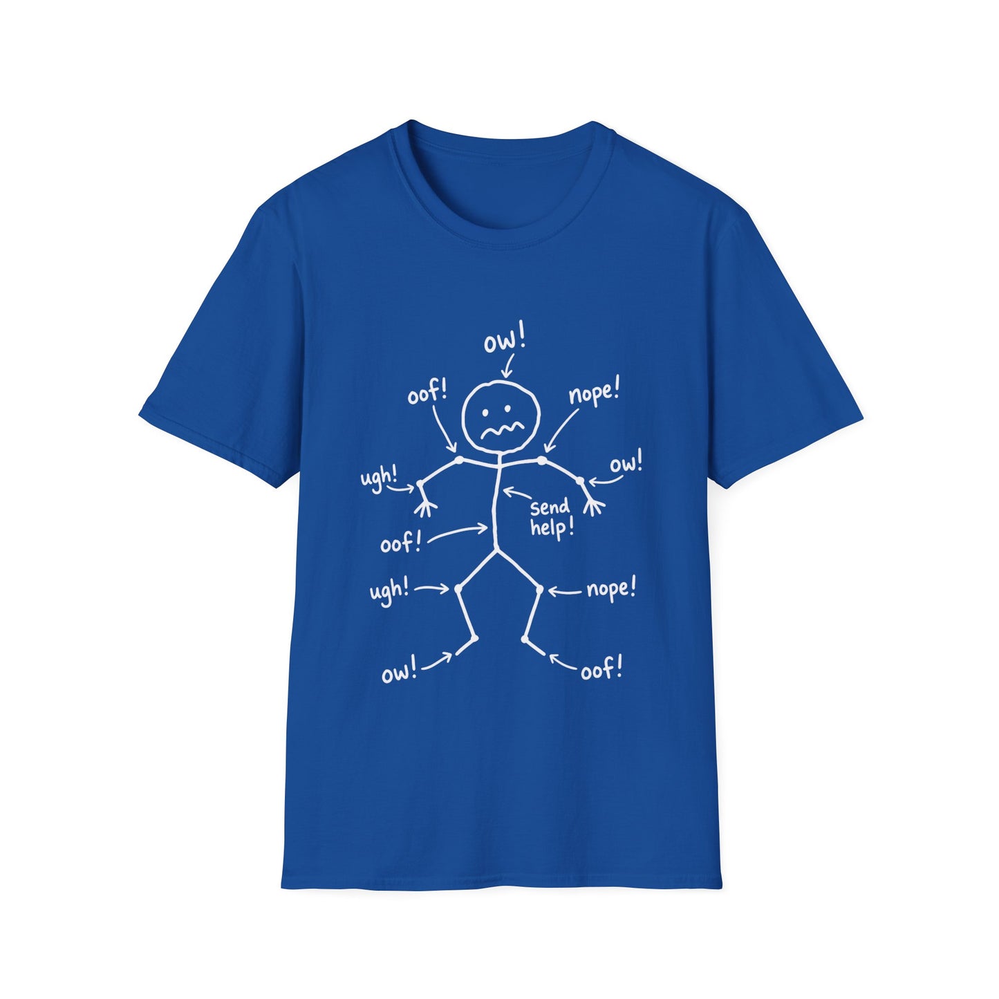 Everything Hurts Stick Figure Shirt, Funny Ow Oof Ugh Sore Body Graphic Tee, Gift For Mom Sore Muscles Gym Nurse Teacher Women Men