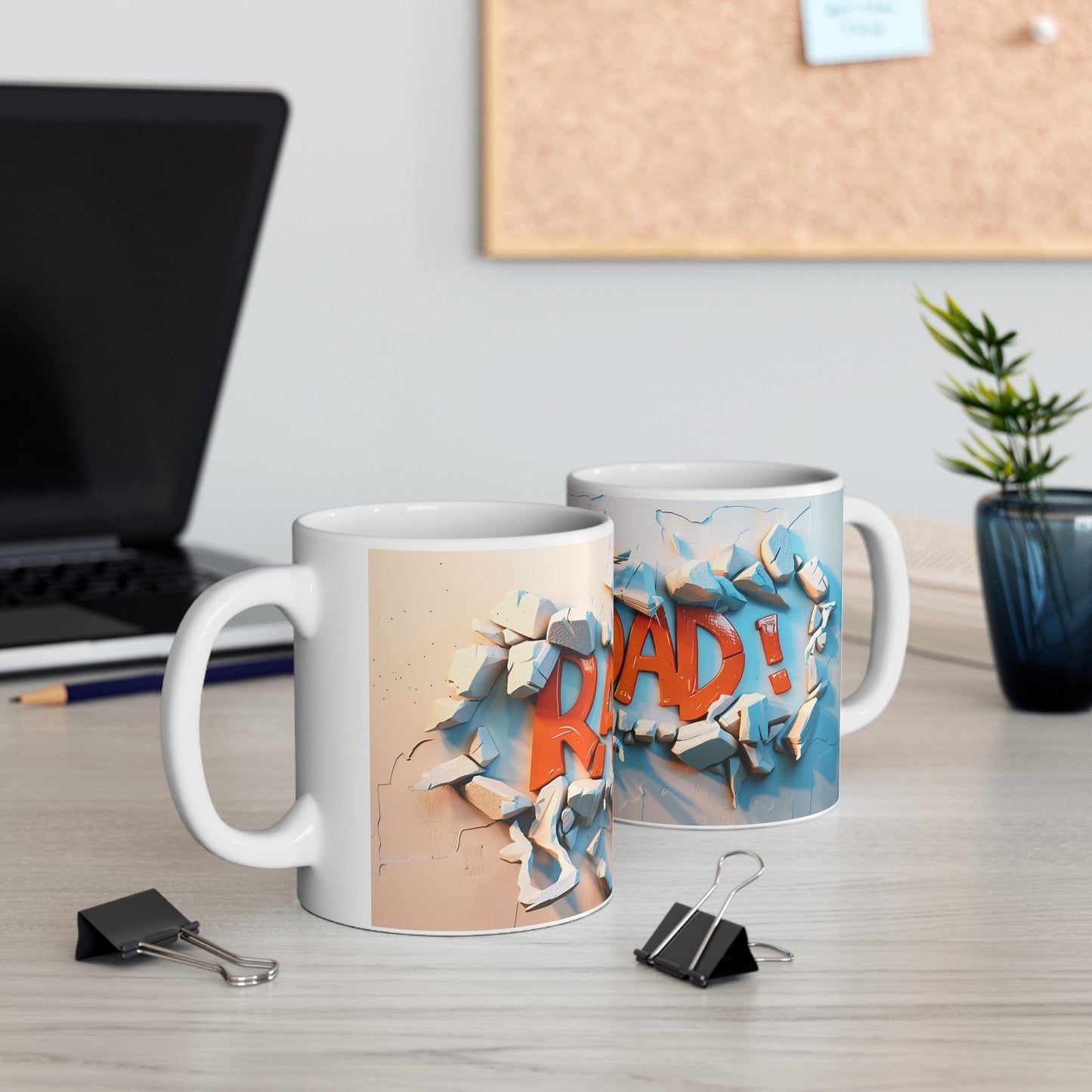 Rad Dad 3D Graffiti White Ceramic Mug