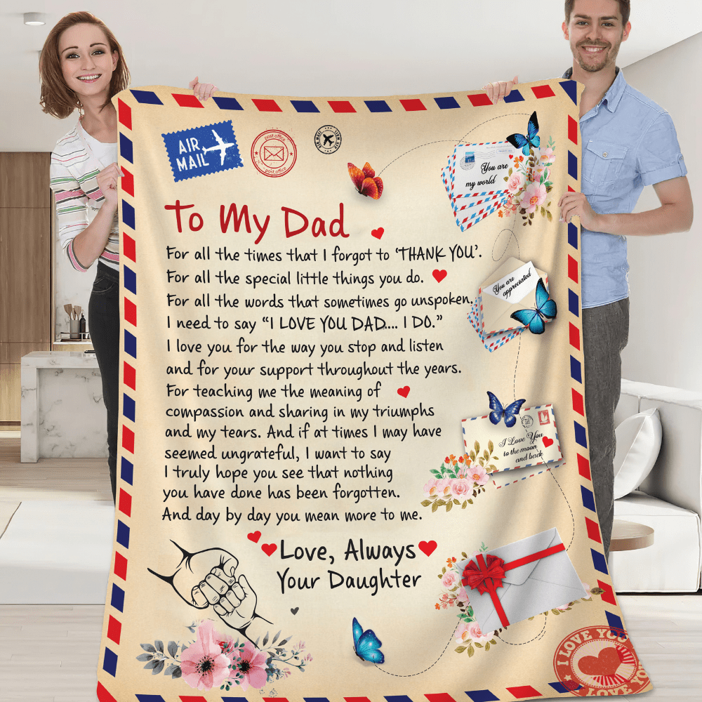 To Dad - Giant Post Card Blanket - Gift From Daughter