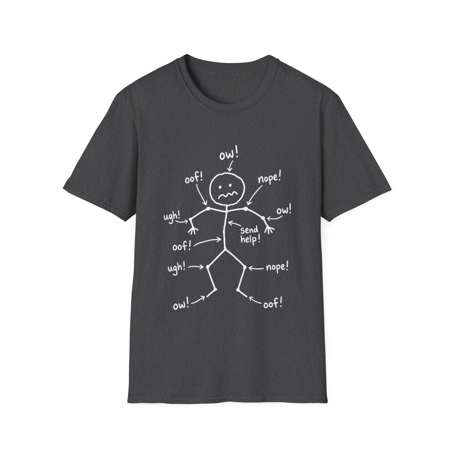 Everything Hurts Stick Figure Shirt, Funny Ow Oof Ugh Sore Body Graphic Tee, Gift For Mom Sore Muscles Gym Nurse Teacher Women Men