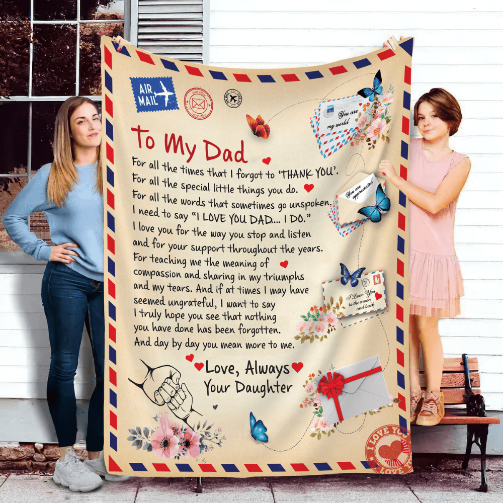 To Dad - Giant Post Card Blanket - Gift From Daughter