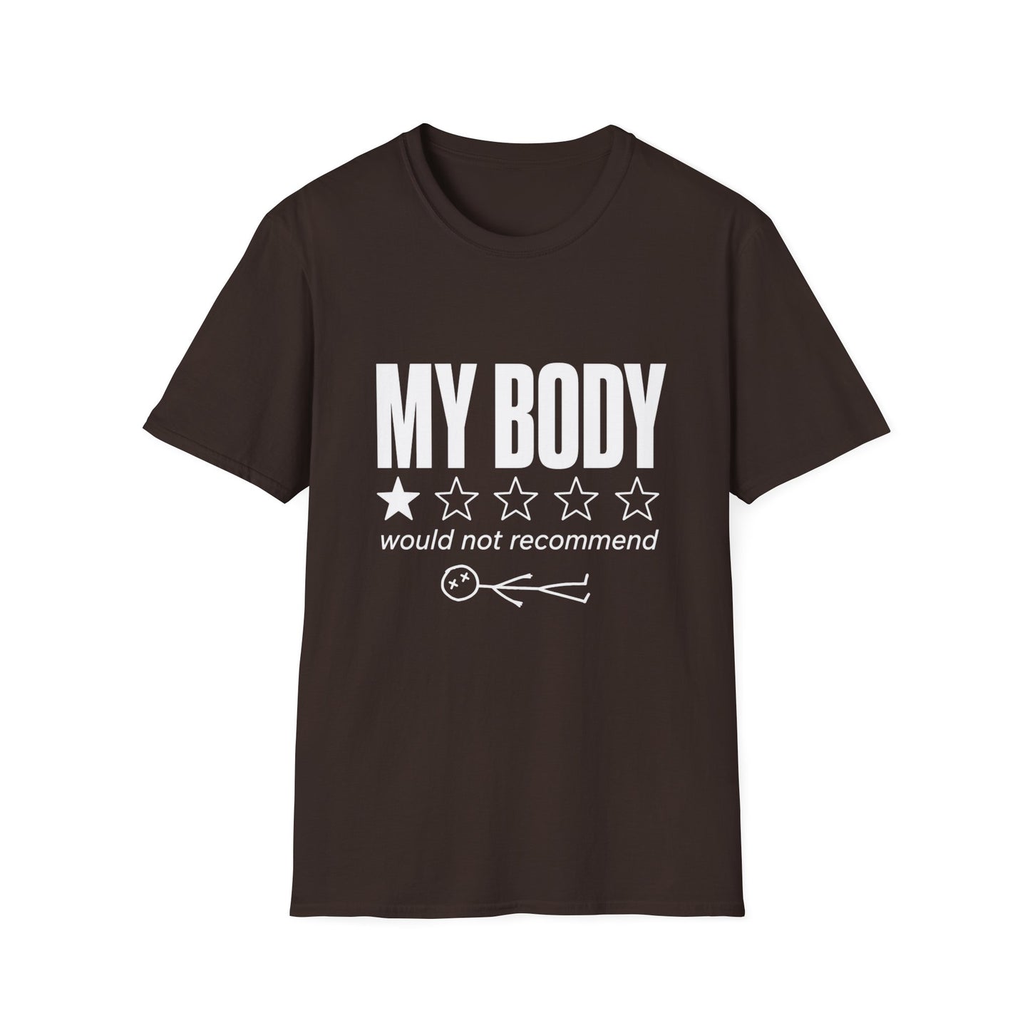 My Body Would Not Recommend Shirt, Funny 1 Star Review Graphic Tee, Sarcastic Everything Hurts Sore Body Gift For Mom Women Men