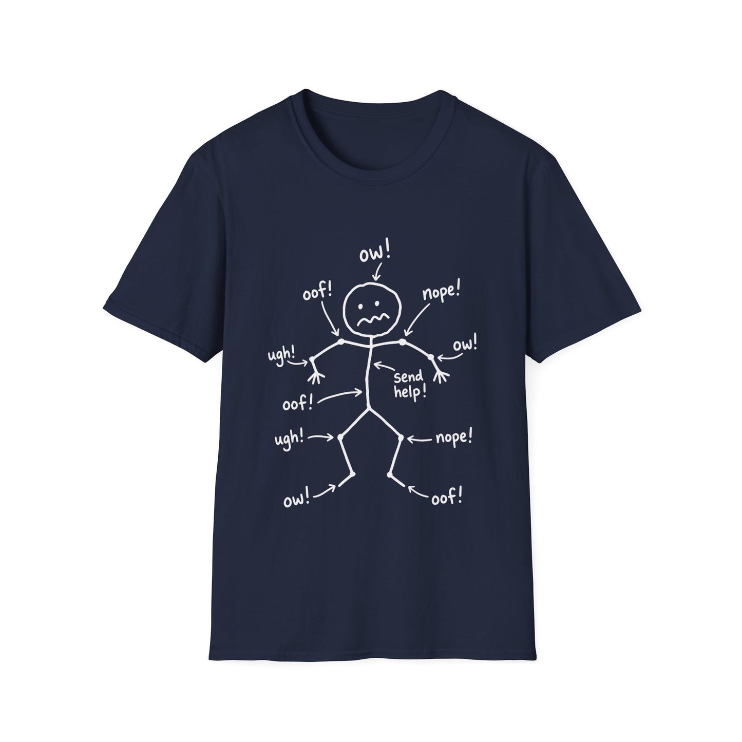 Everything Hurts Stick Figure Shirt, Funny Ow Oof Ugh Sore Body Graphic Tee, Gift For Mom Sore Muscles Gym Nurse Teacher Women Men