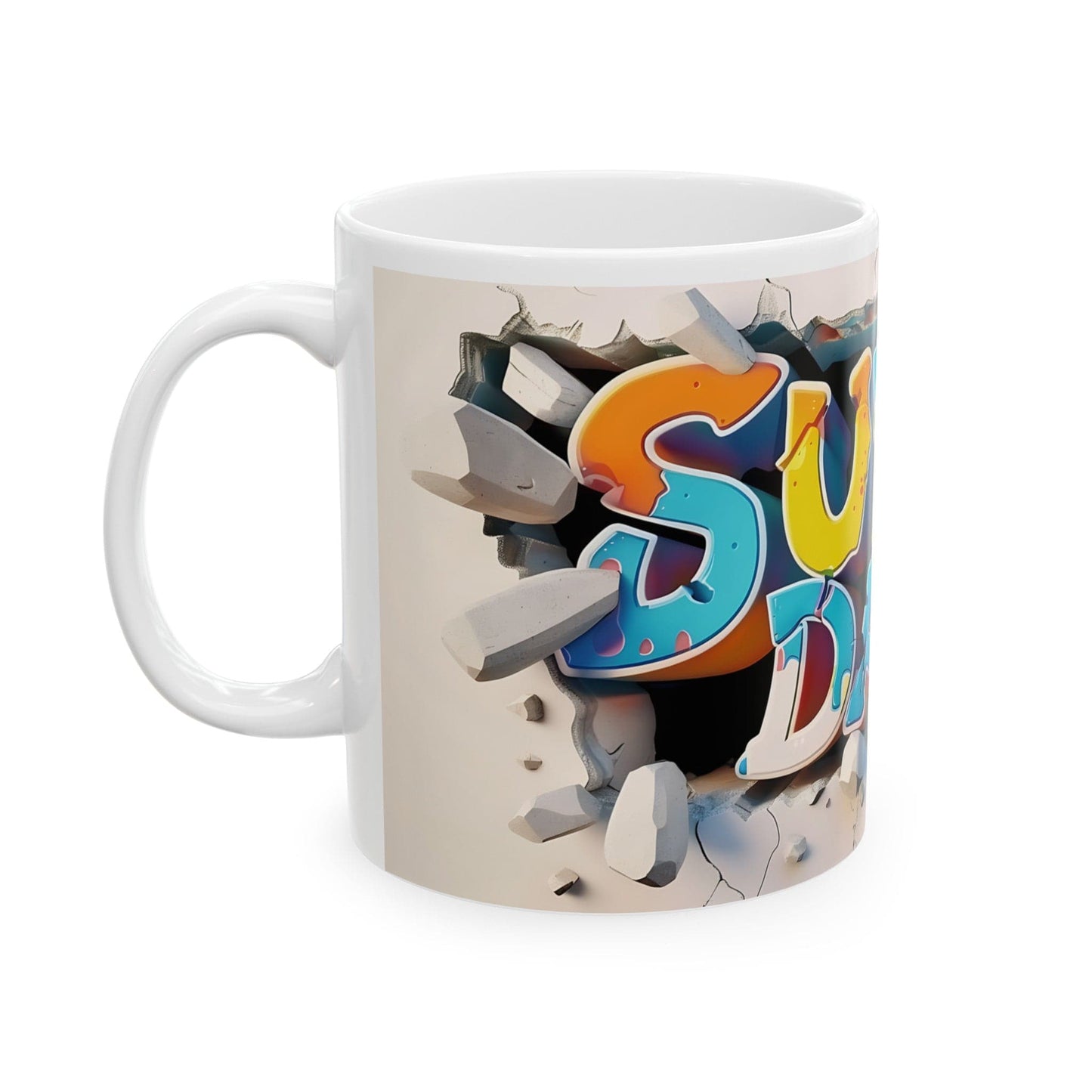 Super Dad 3D Graffiti White Mug