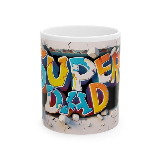 Super Dad 3D Graffiti White Mug