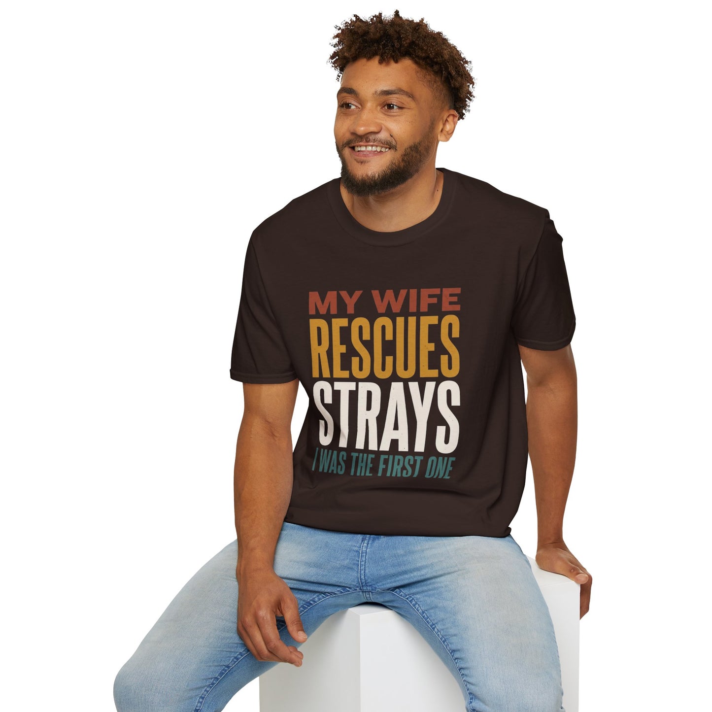 Gildan Softstyle Unisex Graphic Tee - My Wife Rescues Strays I Was The First One - Funny Husband Gift Shirt