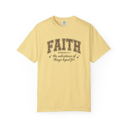 Faith Cheetah Print Shirt, Hebrews 11:1 Bible Verse T-Shirt, Trendy Christian Faith Shirt, Religious Gift For Her Women