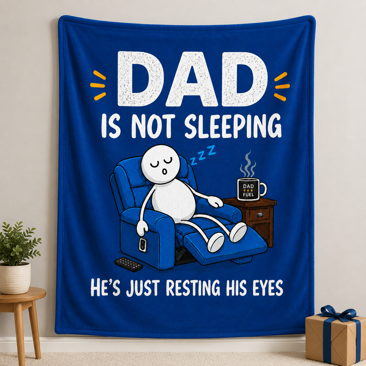 Funny Dad Blanket "Just Resting His Eyes"