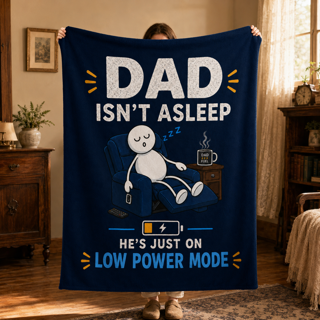 Dad Isn’t Asleep Funny Plush Fleece Blanket Gift
