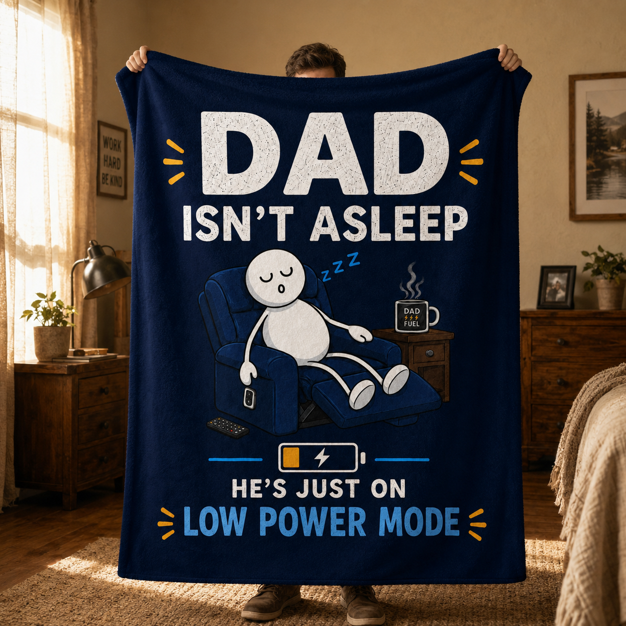 Dad Isn’t Asleep Funny Plush Fleece Blanket Gift
