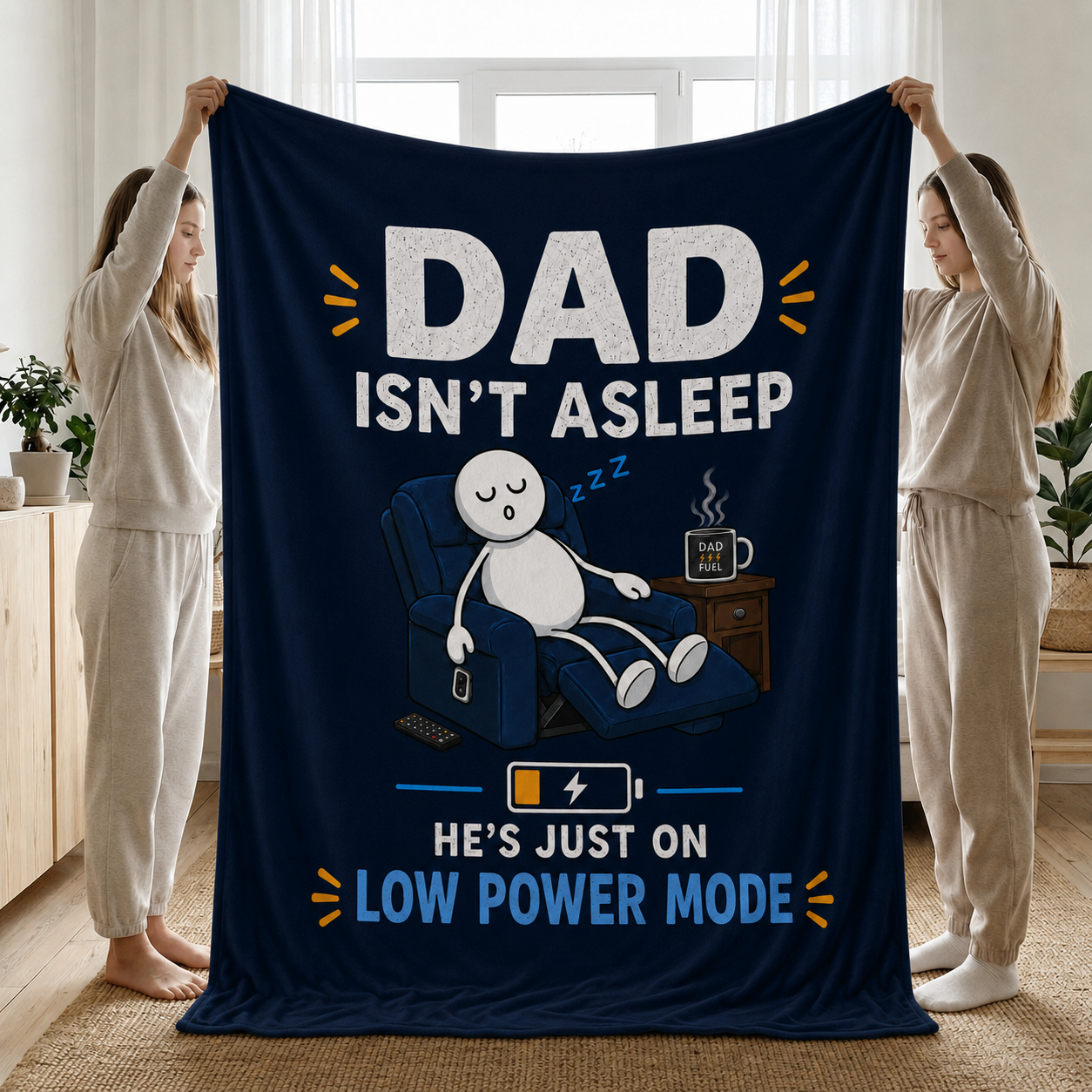 Dad Isn’t Asleep Funny Plush Fleece Blanket Gift