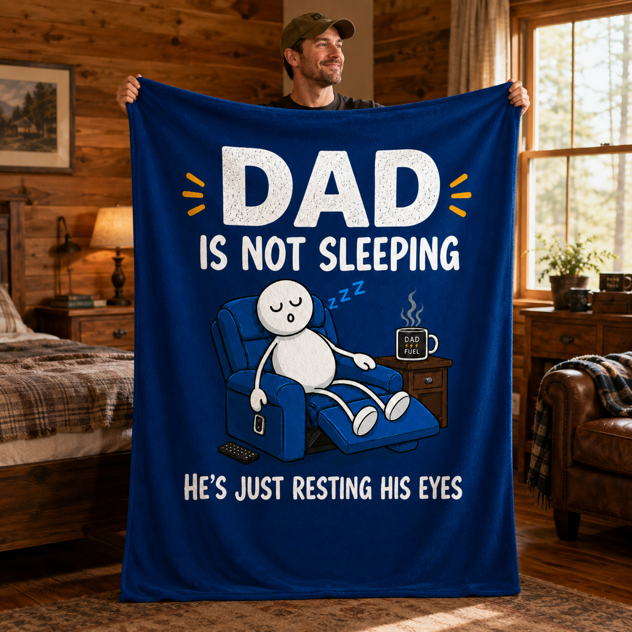 Funny Dad Blanket "Just Resting His Eyes"