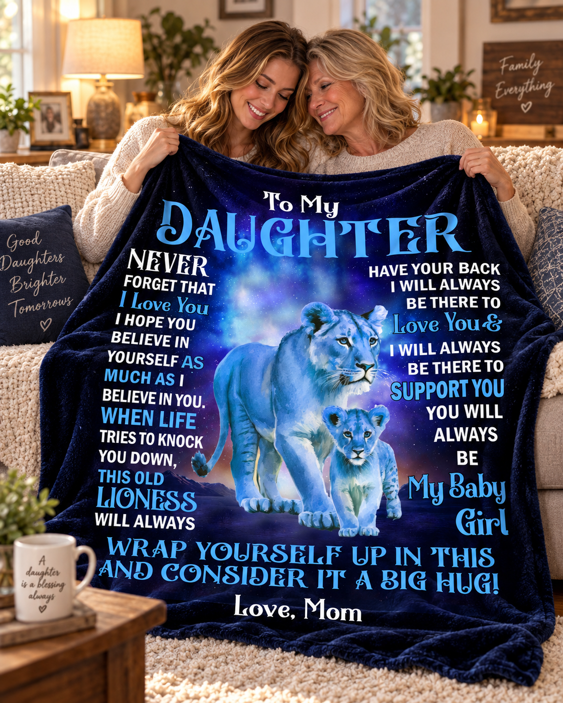 Daughter - "Never Forget" Blanket From Mom
