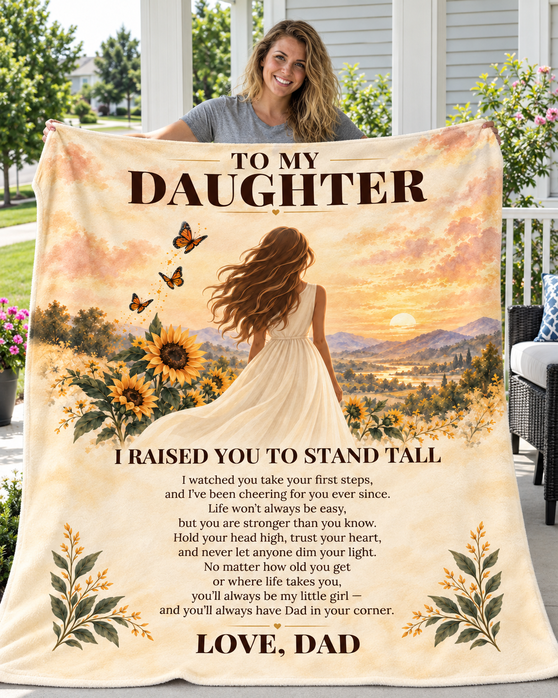 Daughter - I Raised You to Stand Tall - Blanket From Dad