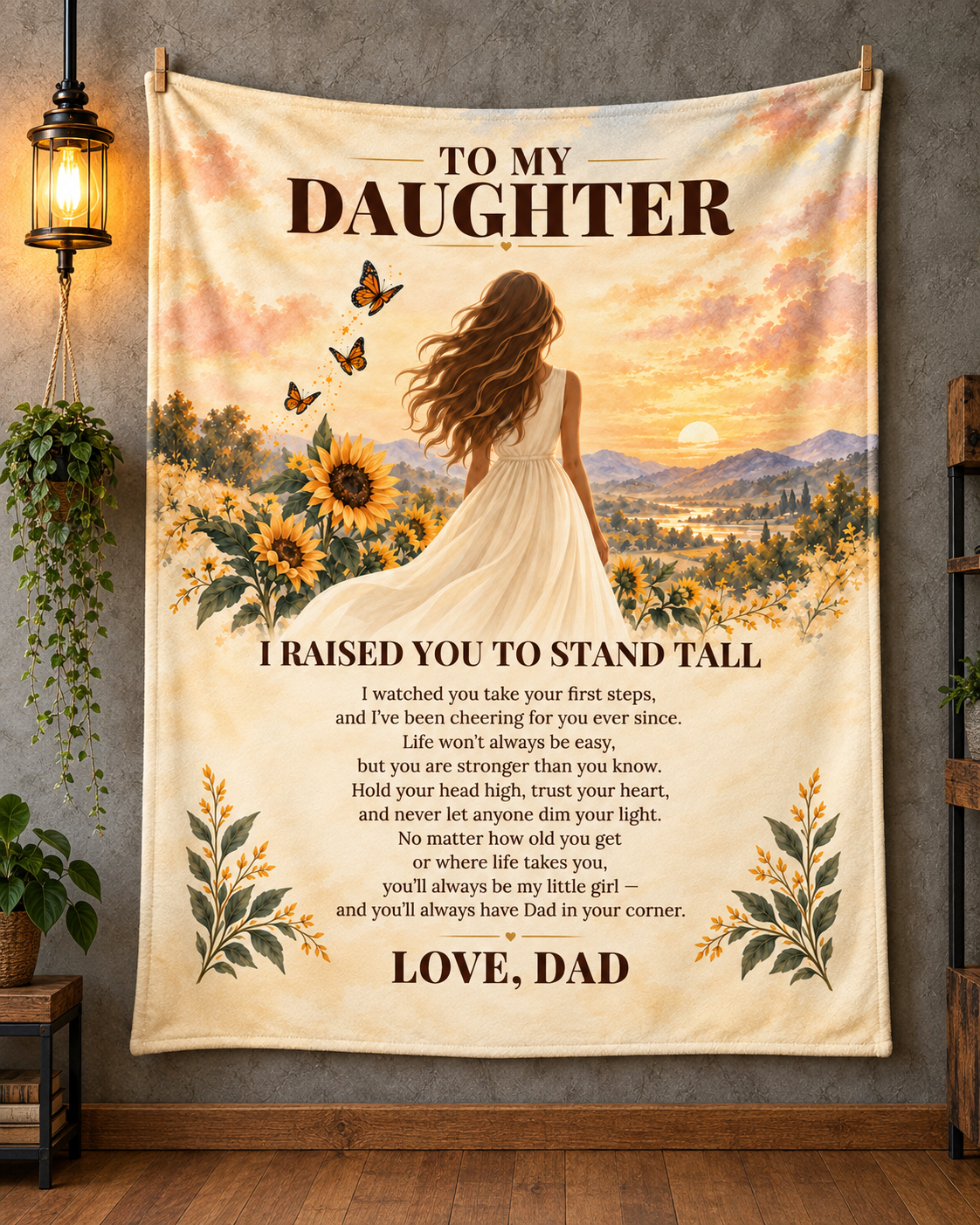 Daughter - I Raised You to Stand Tall - Blanket From Dad