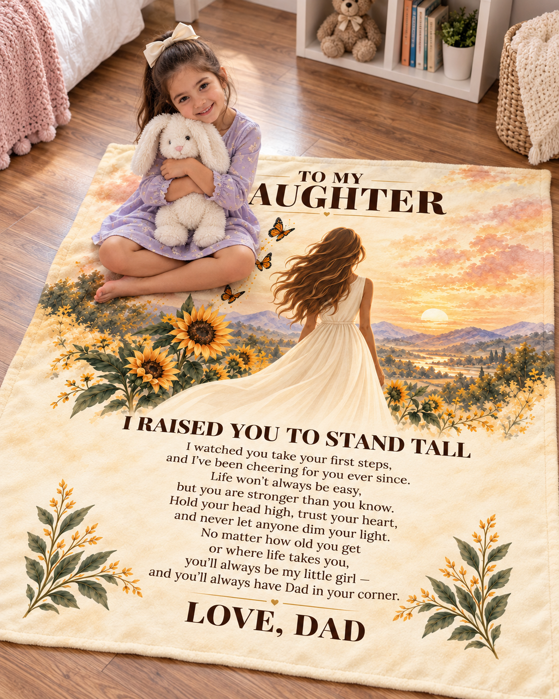 Daughter - I Raised You to Stand Tall - Blanket From Dad