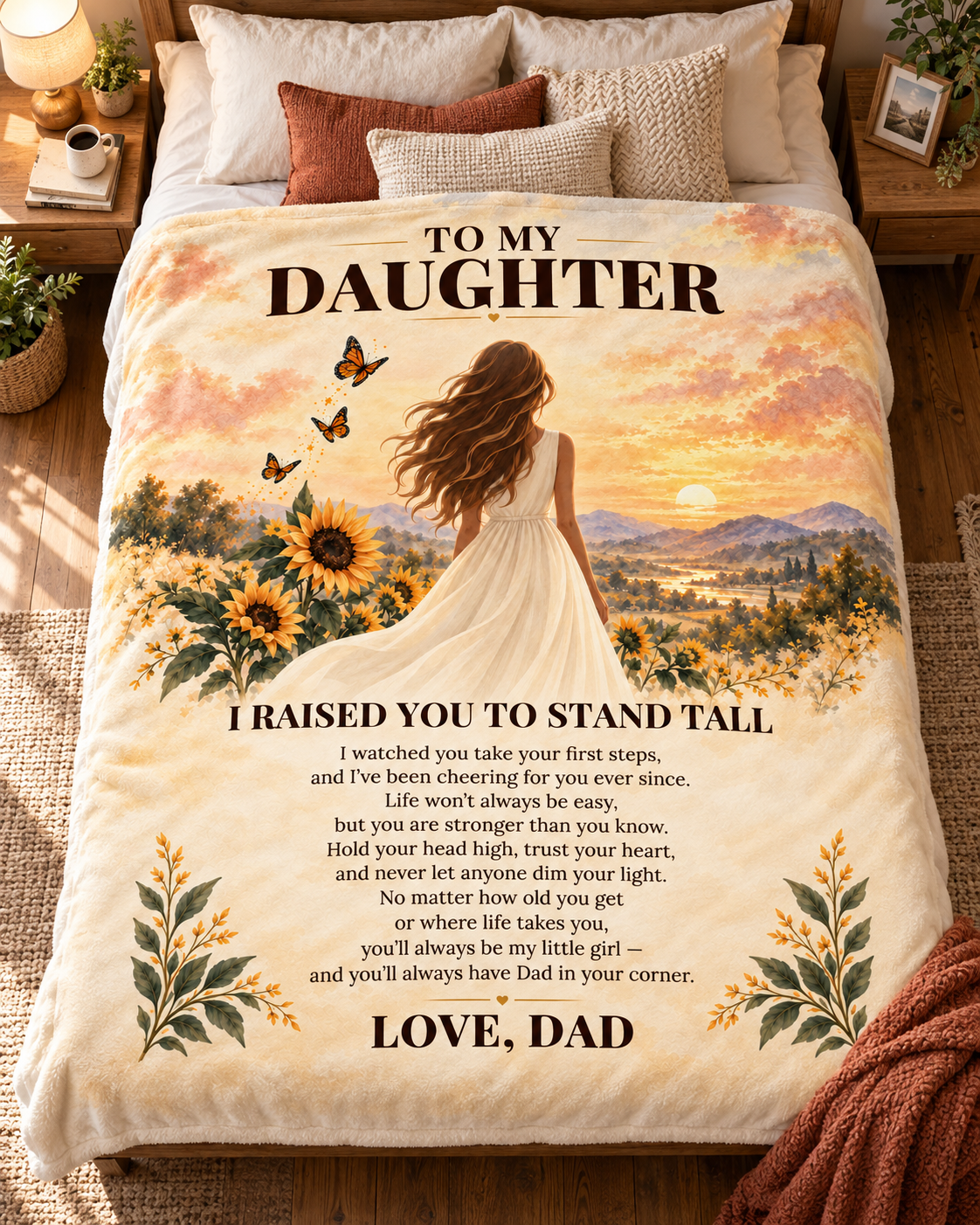 Daughter - I Raised You to Stand Tall - Blanket From Dad