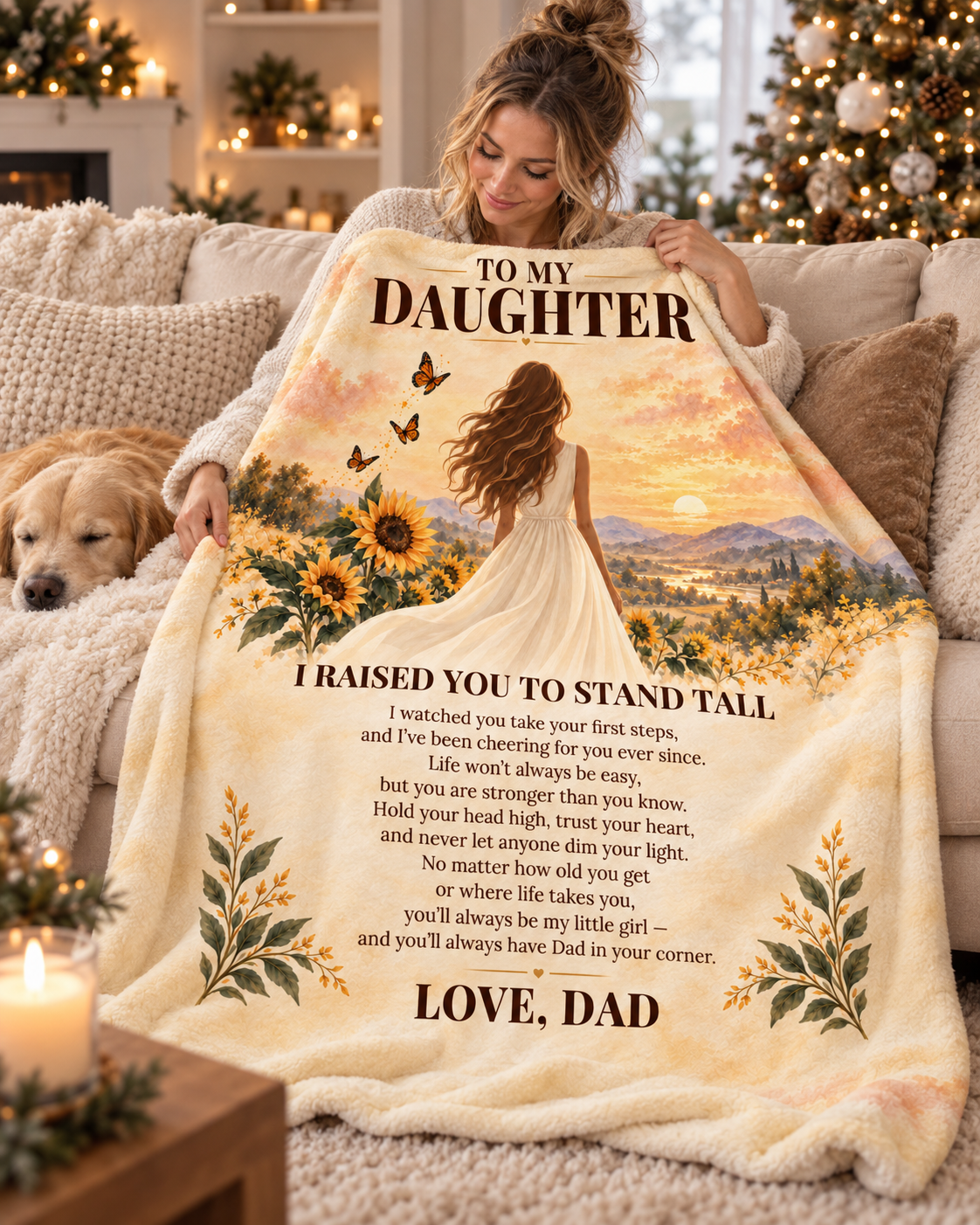 Daughter - I Raised You to Stand Tall - Blanket From Dad