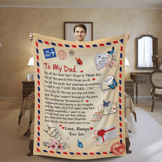 To Dad - Giant Post Card Blanket From Son