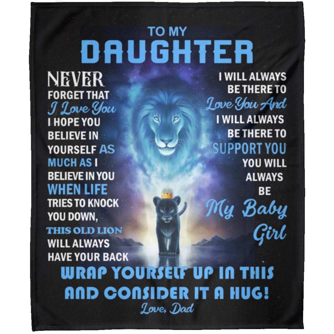 Daughter - Never Forget - Blanket From Dad