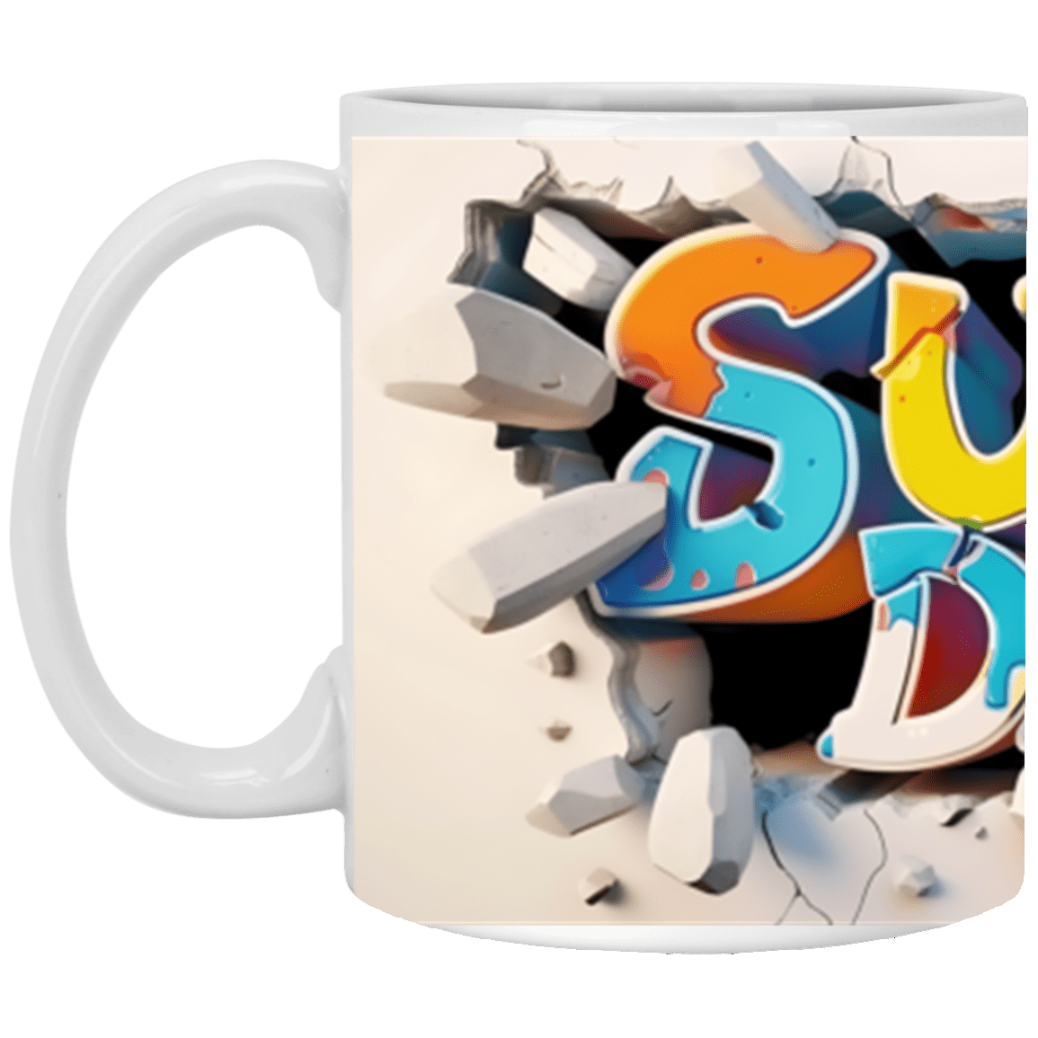 Super Dad 3D Graffiti White Mug