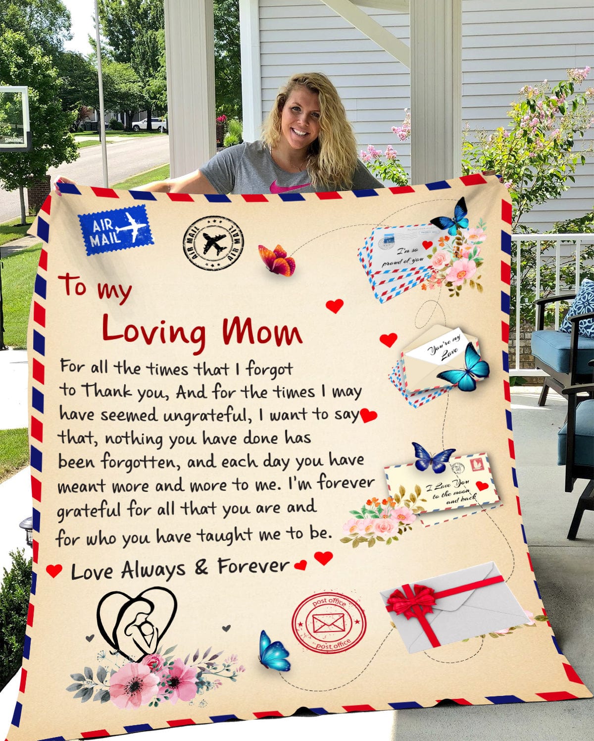 Mom "Forever Grateful" Giant Post Card Blanket