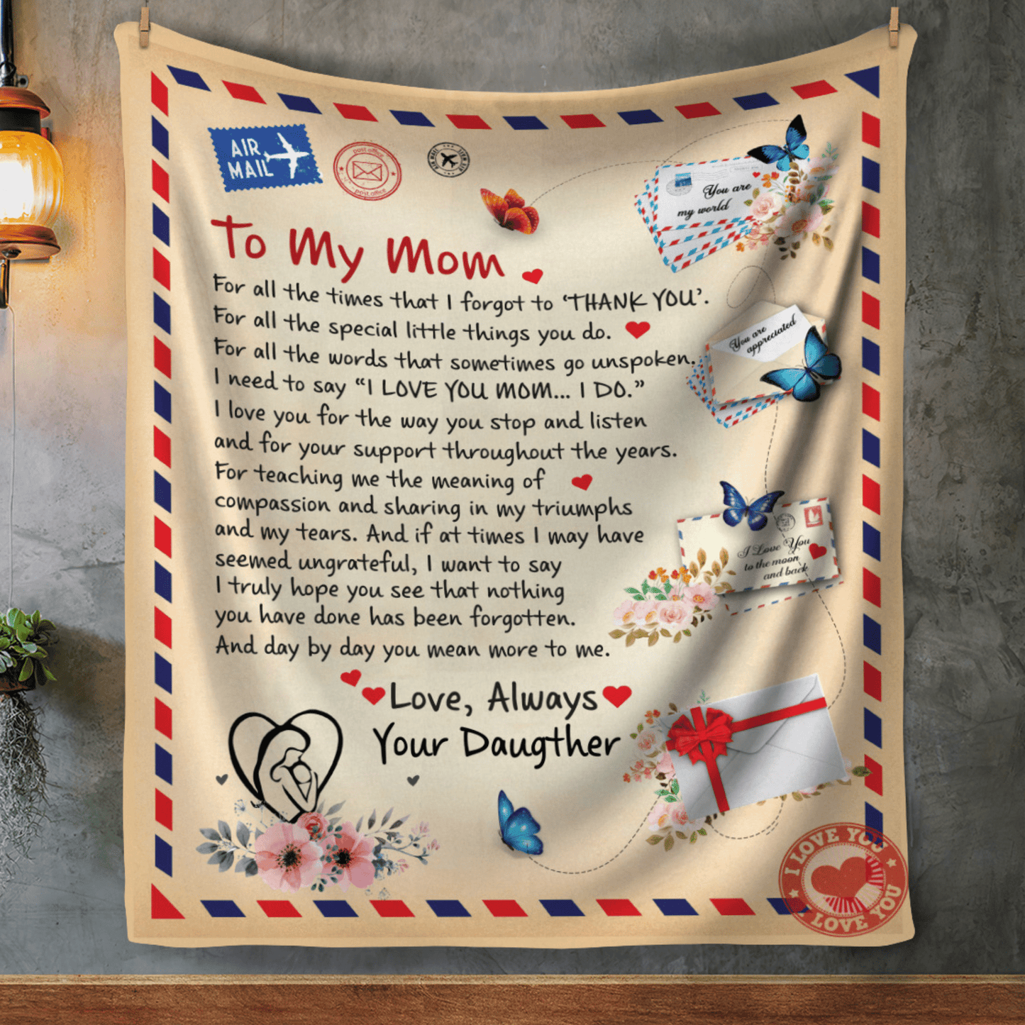 Mom - Giant Post Card Blanket Gift