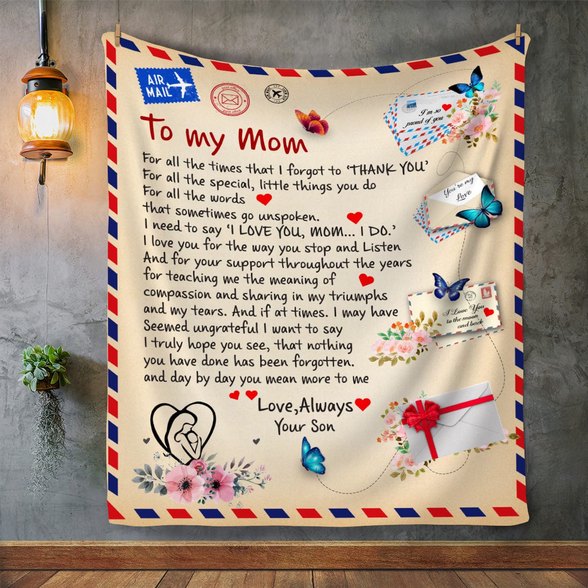 Mom - Giant Post Card Blanket Gift