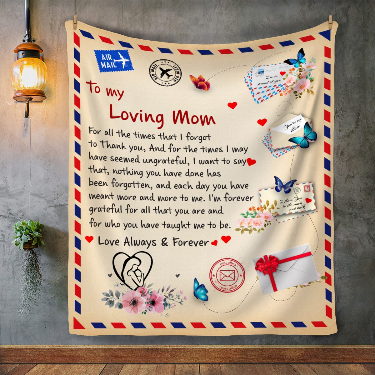 Mom "Forever Grateful" Giant Post Card Blanket