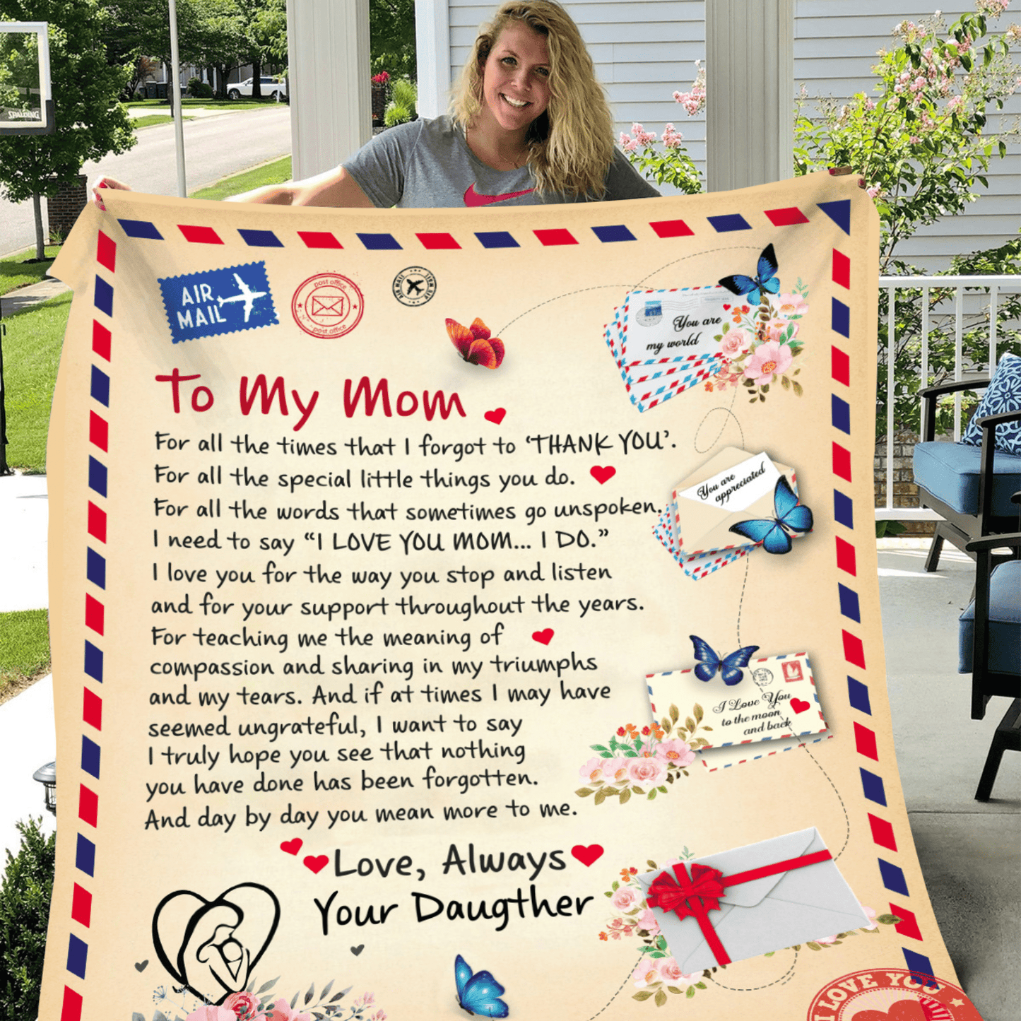 Mom - Giant Post Card Blanket Gift