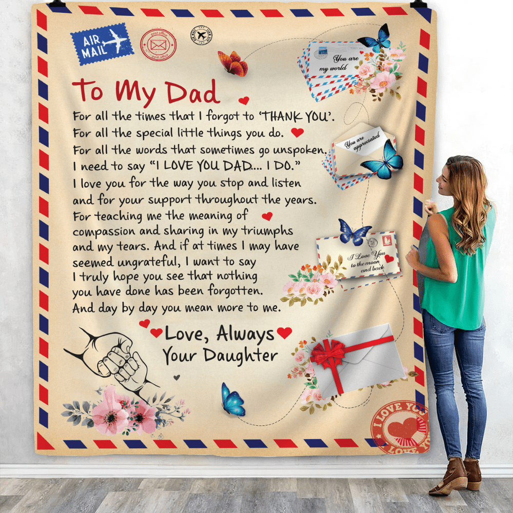 To Dad - Giant Post Card Blanket - Gift From Daughter