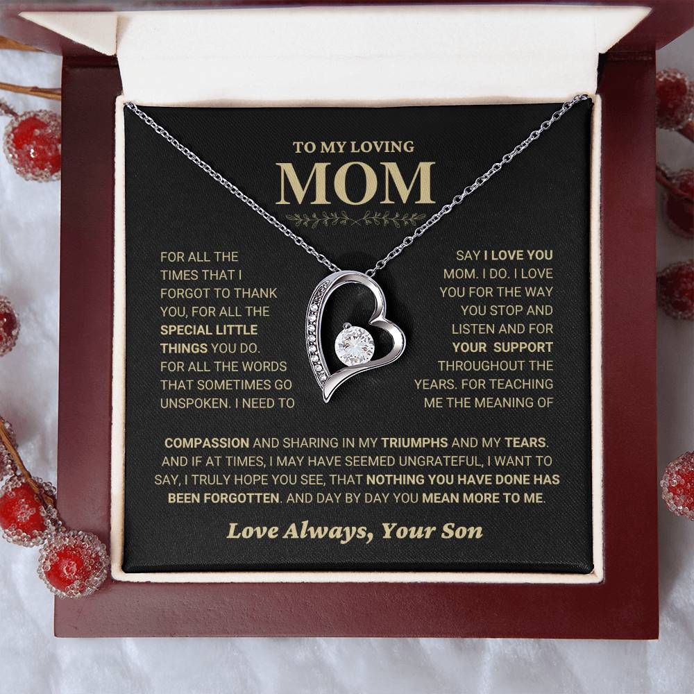 Mom Gift "You Mean More" Heart Necklace From Son