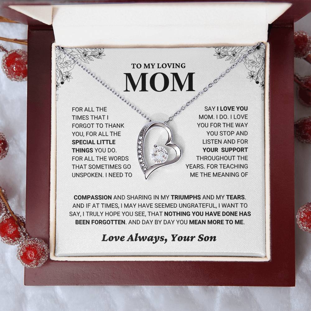 Mom Gift "You Mean More" Heart Necklace From Son