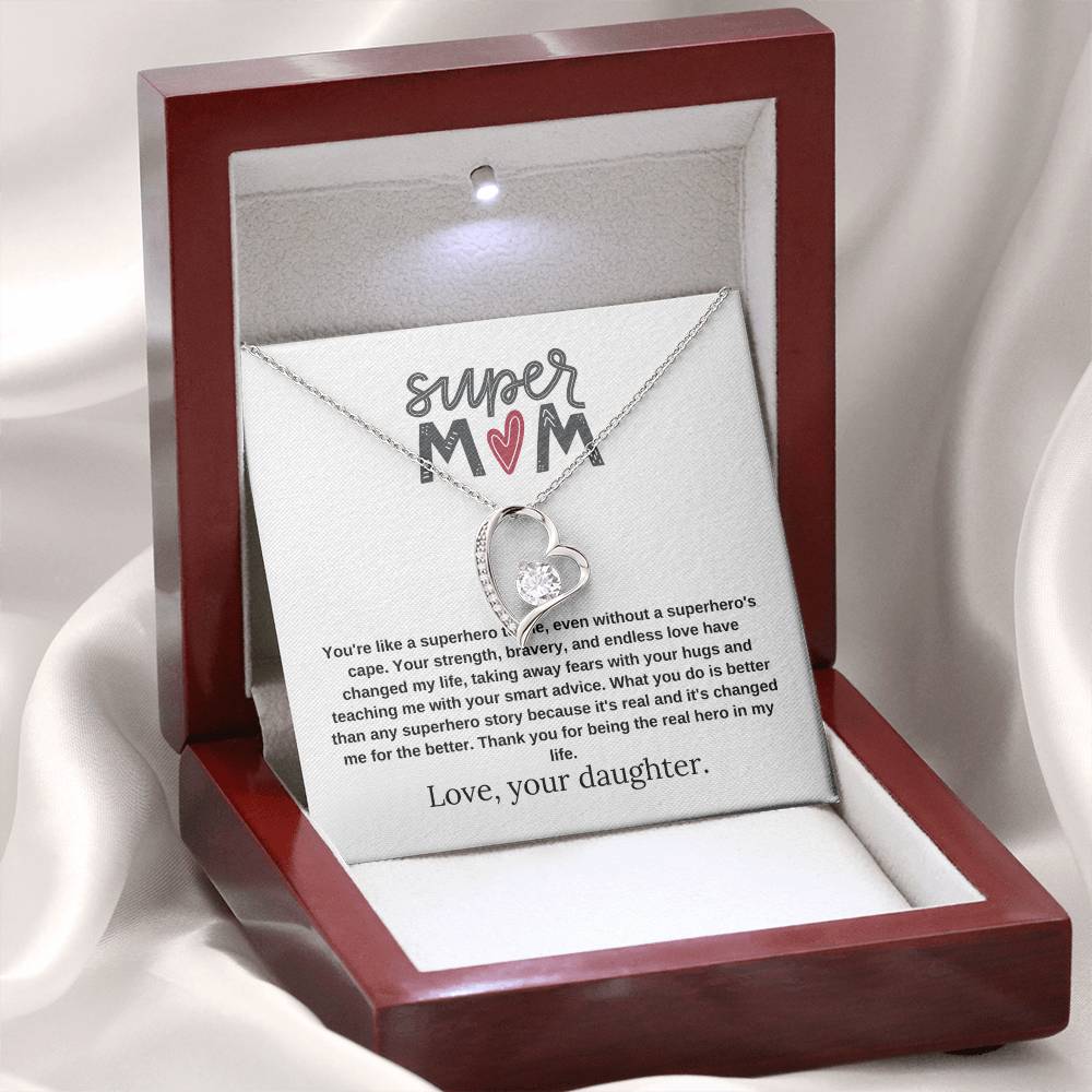 Mom Gift "Super Mom" Heart Necklace From Daughter