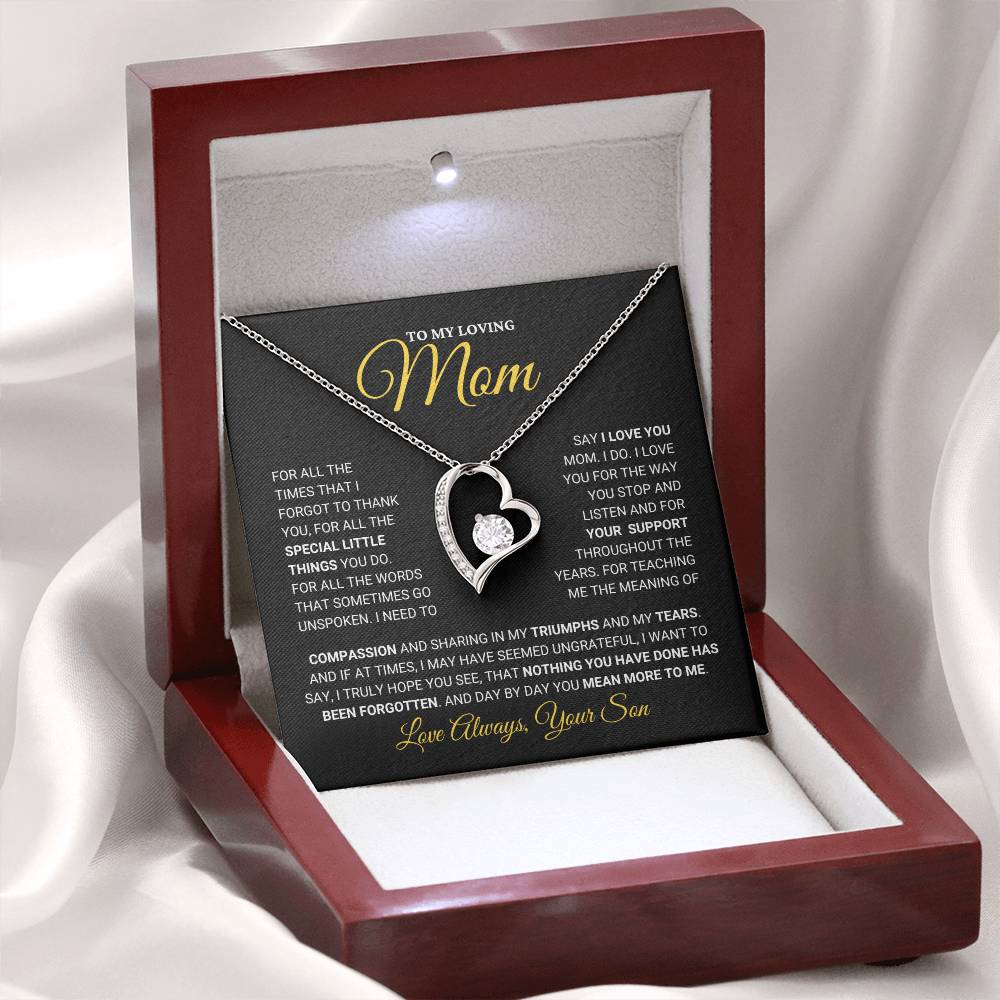 Mom Gift "You Mean More" Heart Necklace From Son