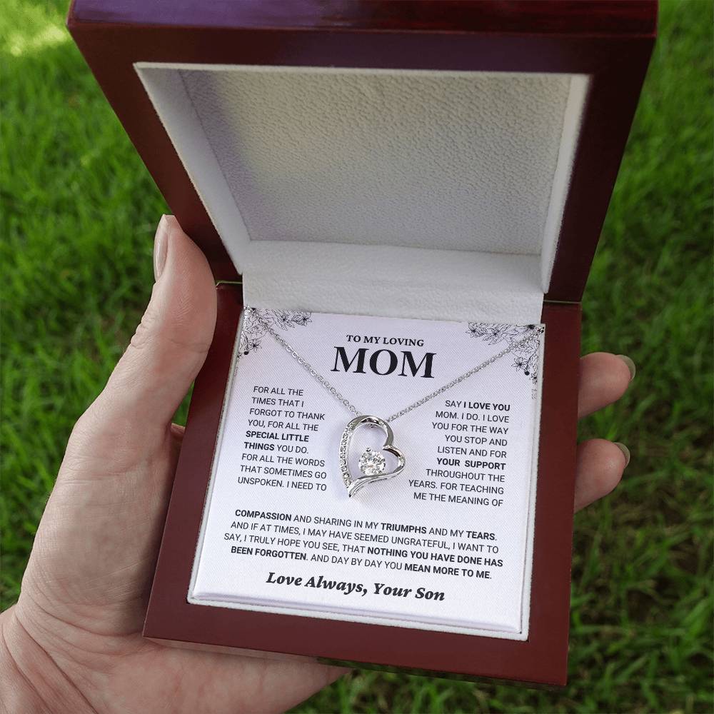 Mom Gift "You Mean More" Heart Necklace From Son