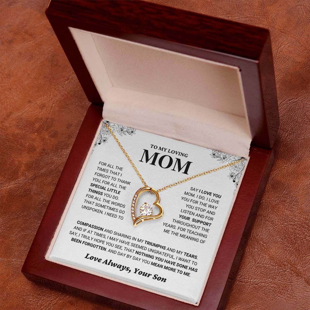 Mom Gift "You Mean More" Heart Necklace From Son