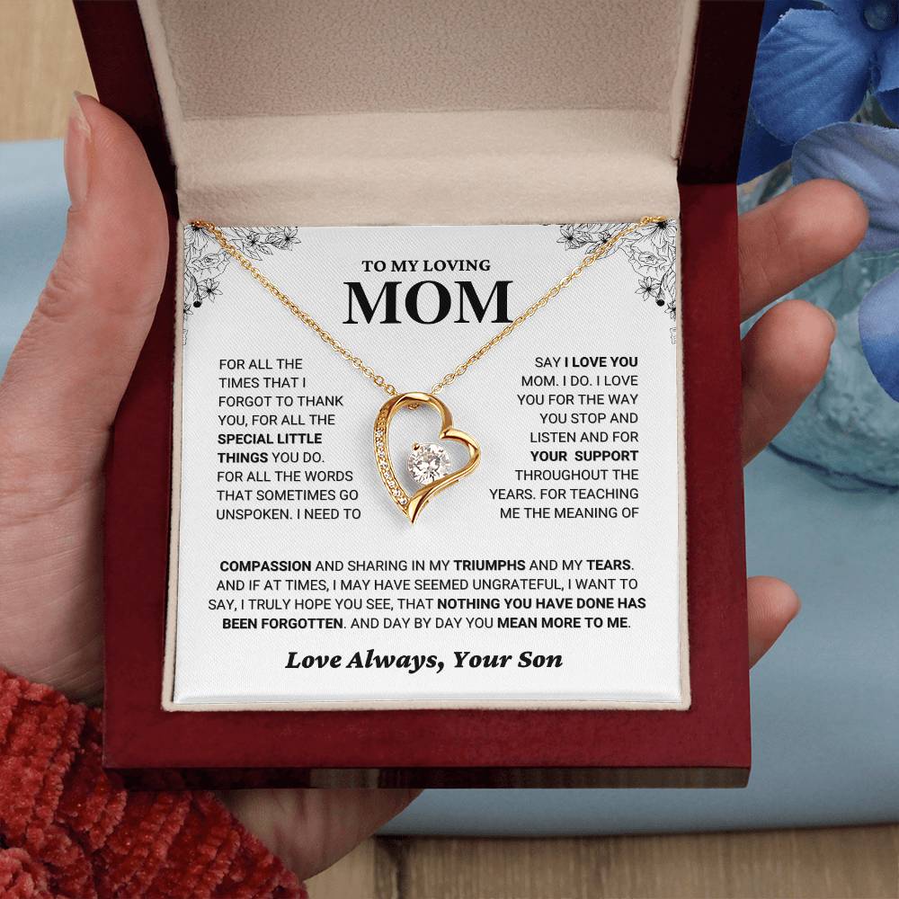 Mom Gift "You Mean More" Heart Necklace From Son