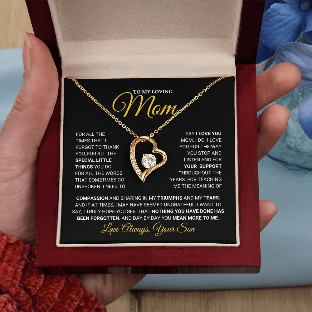 Mom Gift "You Mean More" Heart Necklace From Son