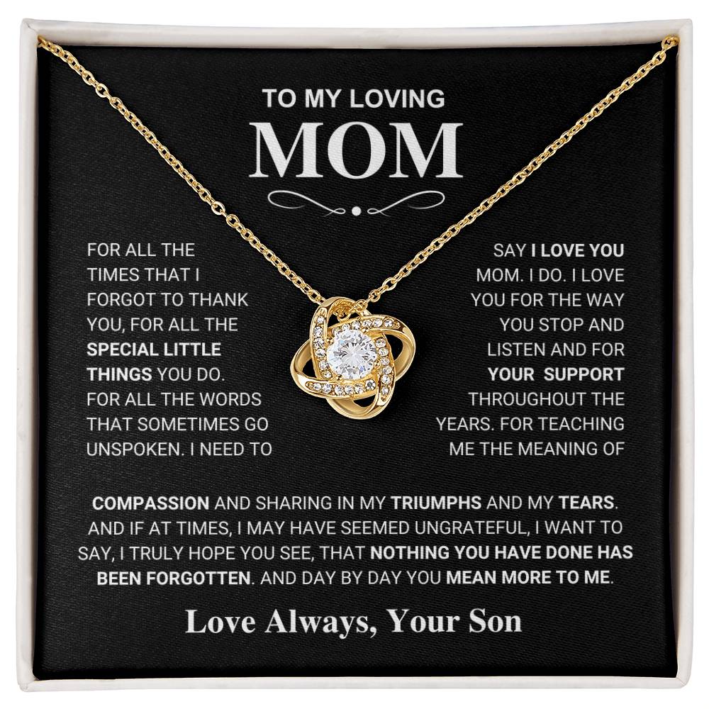 Mom Gift "You Mean More" Knot Necklace From Son