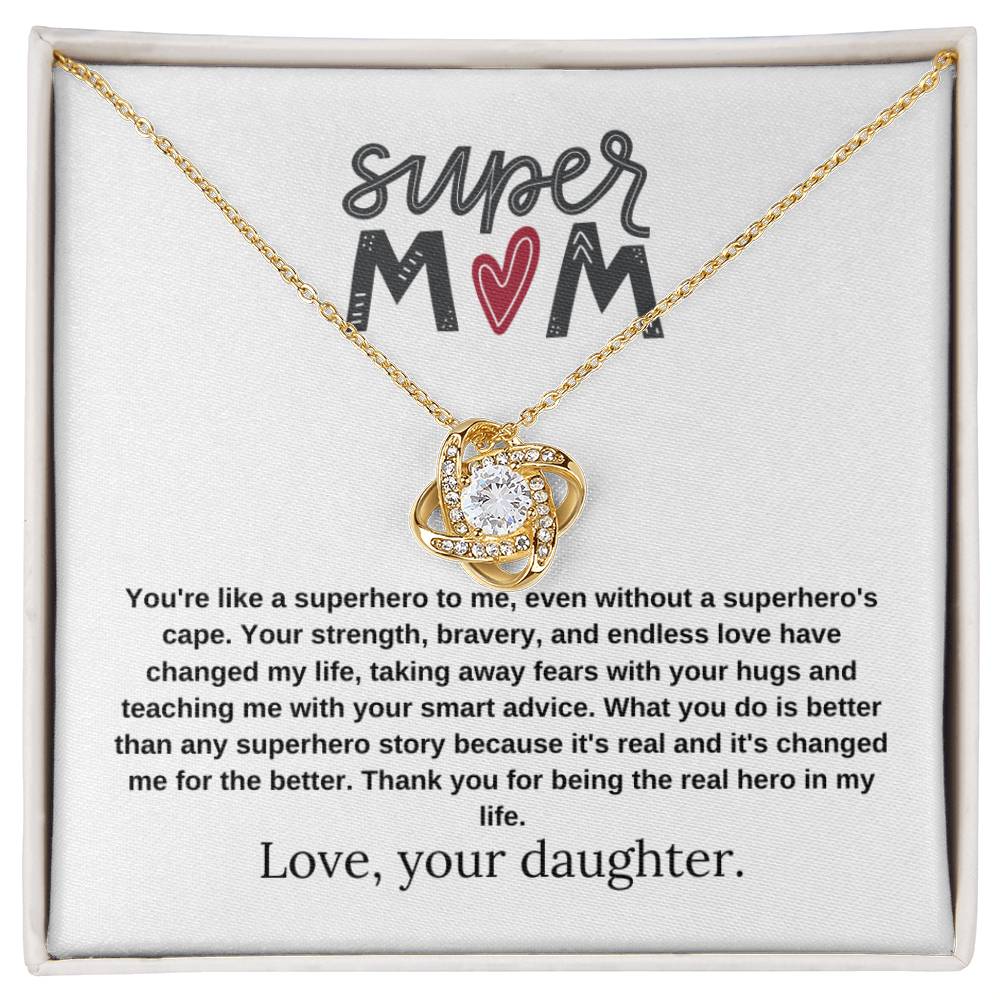 Mom Gift "Super Mom" Knot Necklace From Daughter