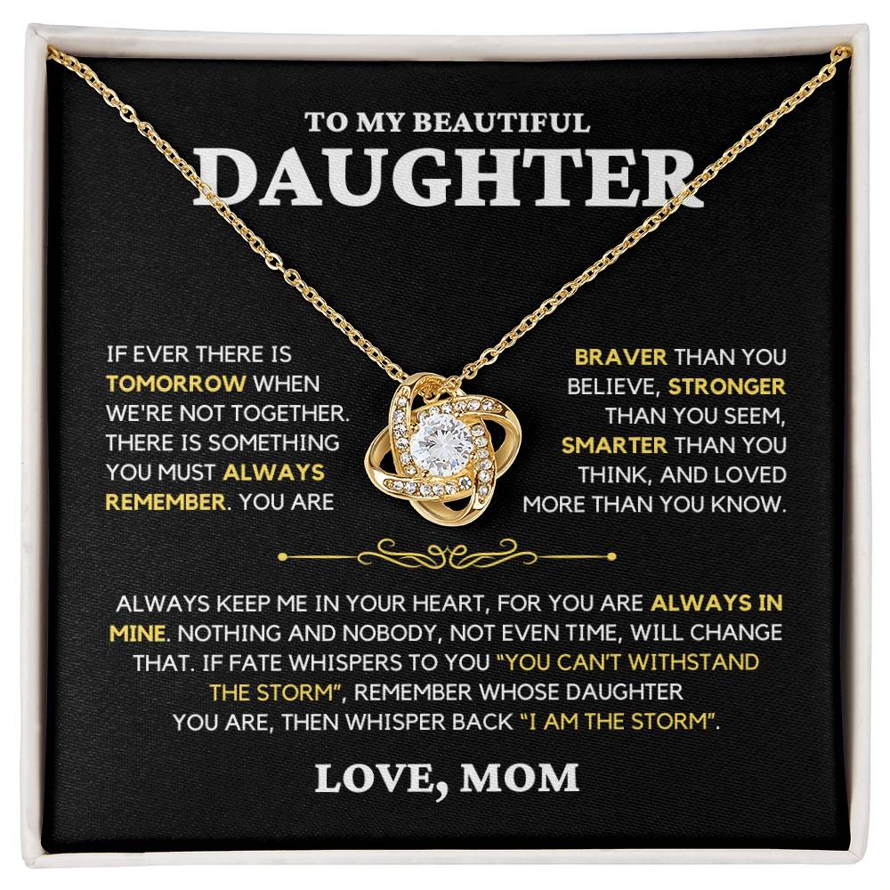 Daughter Gift "Always Remember" Love Knot Necklace From Mom