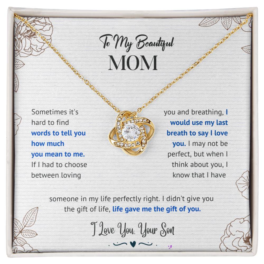 Mom "The Gift Of You" Love Knot Necklace From Son