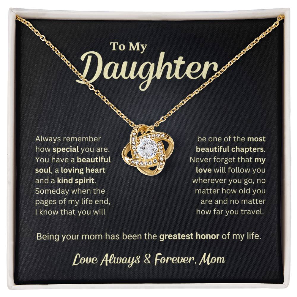 Daughter Gift "The Greatest Honor" Love Knot Necklace From Mom